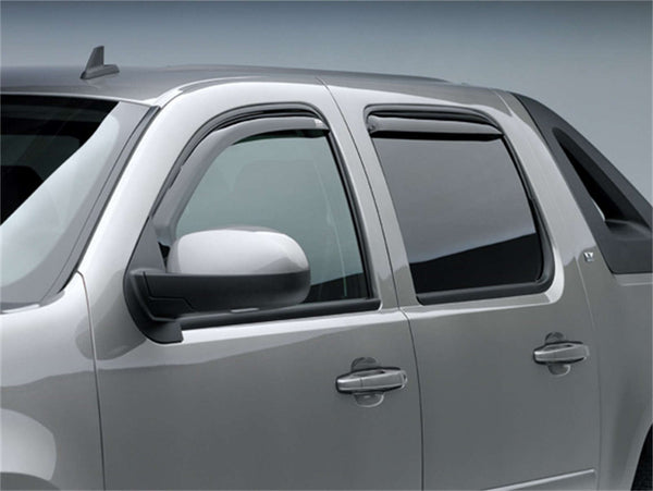 EGR in-channel window visors front & rear set dark smoke Crew Cab 07-14 Chevrolet Silverado & GMC Sierra 1500 2500HD 3500HD Suburban Yukon 1500 2007-2013 Chevrolet Silverado & GMC Sierra 1500 2500 Avalanche & Suburban 2500