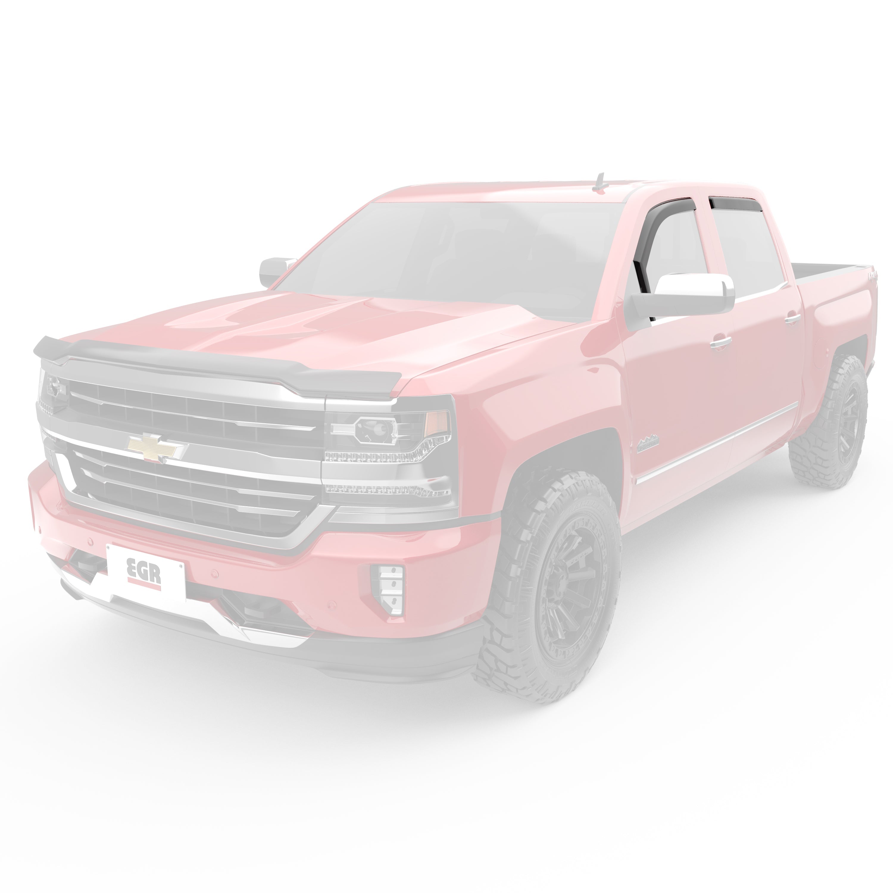 EGR in-channel window visors front & rear set matte black Crew Cab 15-19 Chevrolet Silverado & GMC Sierra 2500HD 3500HD 14-18 Chevrolet Silverado & GMC Sierra 1500