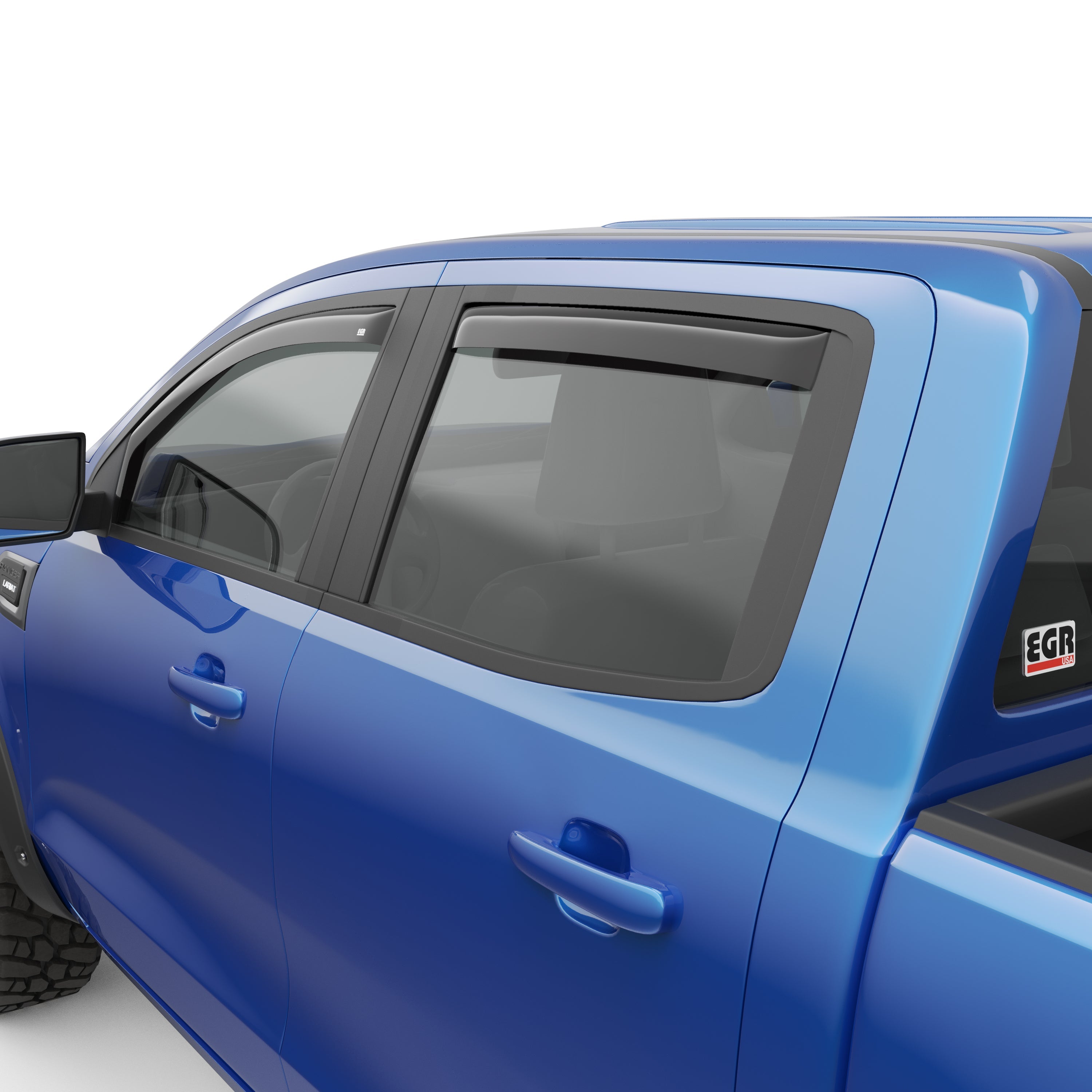 EGR in-channel window visors front & rear set dark smoke Crew Cab 19-22 Ford Ranger