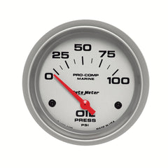 AutoMeter Products 200759-33 Oil Pressure Gauge, Electric-Marine Silver 2 5/8, 100PSI