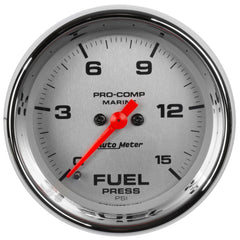 AutoMeter Products 200848-35 Fuel Pressure Gauge, Marine Chrome 2 1/16, 15PSI, Digital Stepper Motor