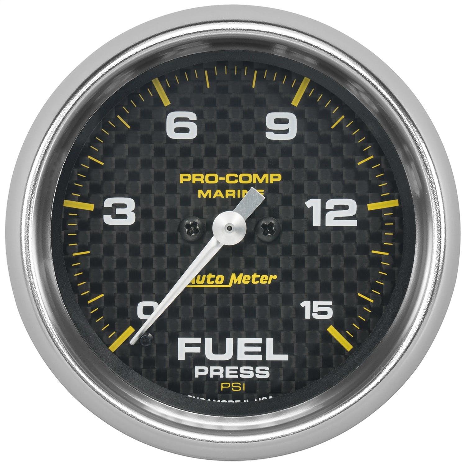 AutoMeter Products 200849-40 Fuel Pressure Gauge, Marine Carbon Fiber 2 5/8, 15PSI, Digital Stepper Mot