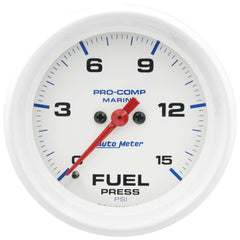 AutoMeter Products 200849 Fuel Pressure Gauge, Marine White 2 5/8, 15PSI Digital Stepper Motor