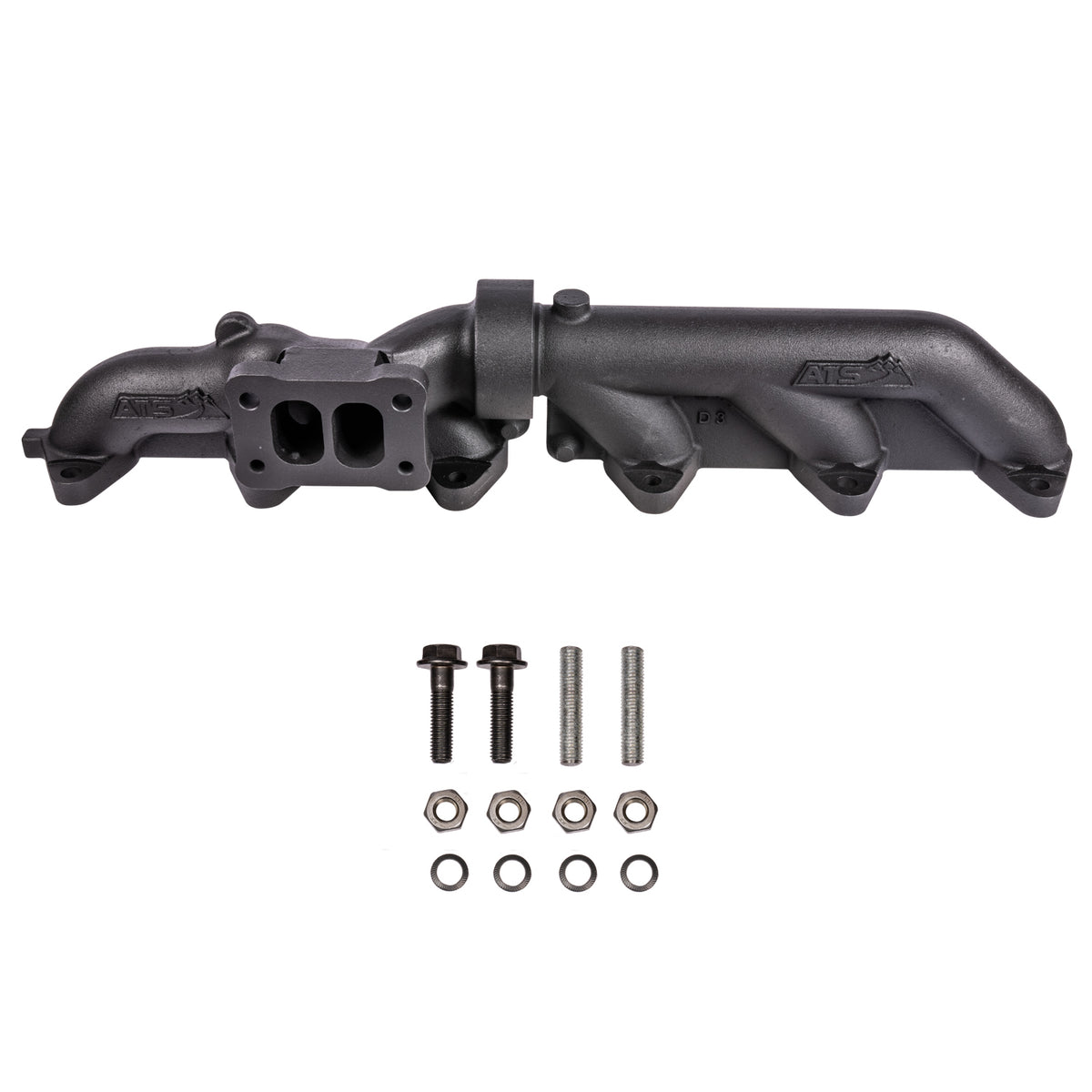 Pulse Flow Exhaust Manifold Kit Fits 2003-2007 5.9L Cummins 2-Pc T3 With Turbo Flange Hardware ATS 204-910-2272