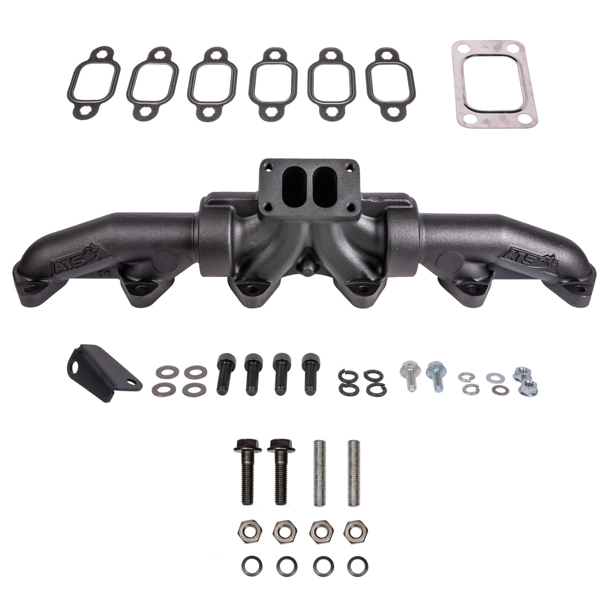 ATS Pulse Flow Exhaust Manifold Kit Fits 1994-Early 1998 5.9L 12V Cummins 3-Pc T3 With Gaskets Turbo Hardware 204-930-2164