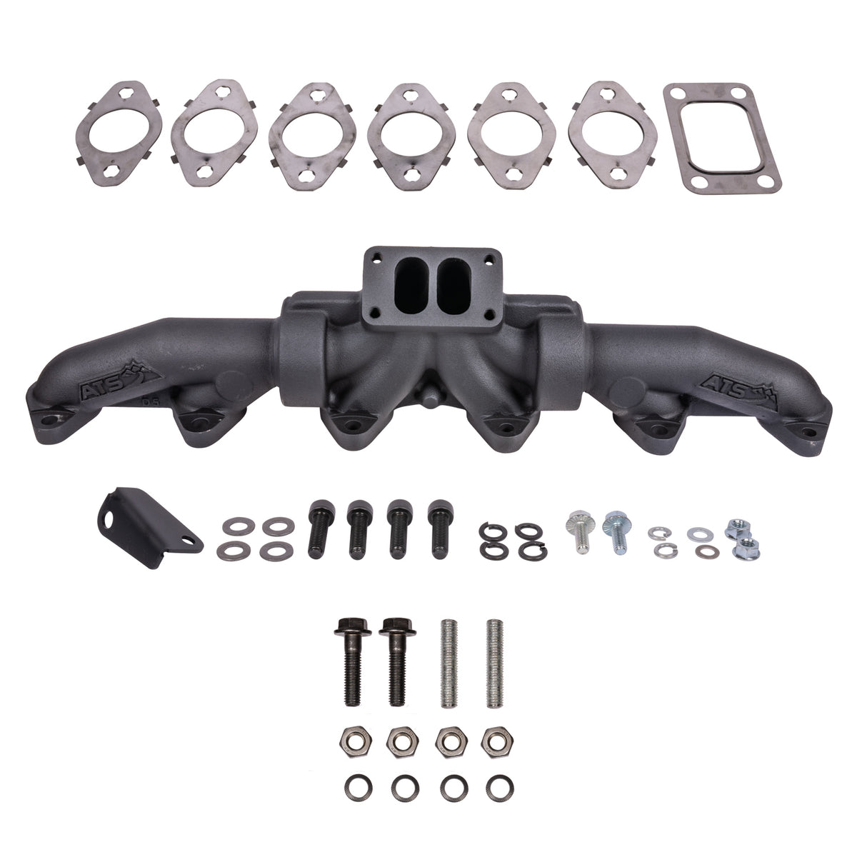 ATS Pulse Flow Exhaust Manifold Kit Fits 1998.5-2002 24V 5.9L Cummins 3-Pc T3 With Gaskets Turbo Hardware 204-930-2218