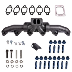 Pulse Flow Exhaust Manifold Kit Fits 1994-Early 1998 5.9L Cummins 3-Pc T3 With Gaskets Premium Hardware ATS 204-950-2164