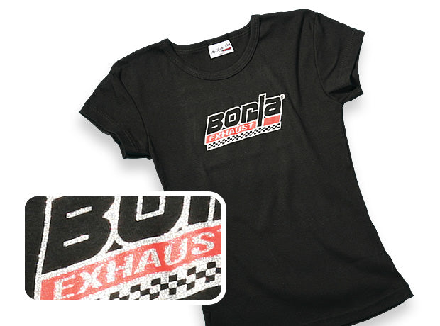 Borla 21286 Women's Checkered Black Scoop Neck T-Shirt - Medium