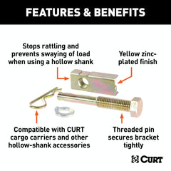 CURT 22315 Anti-Rattle Hitch Pin and Shim (Fits 1-1/4 Receiver with 1/2 Hole)