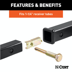 CURT 22315 Anti-Rattle Hitch Pin and Shim (Fits 1-1/4 Receiver with 1/2 Hole)