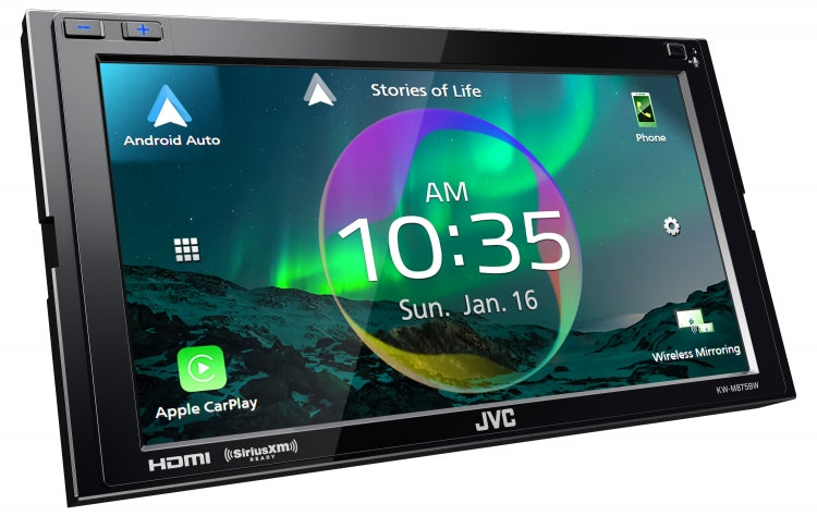 JVC KW-M875BW Multimedia Receiver featuring 6.8 inch Clear Resistive Touch Monitor