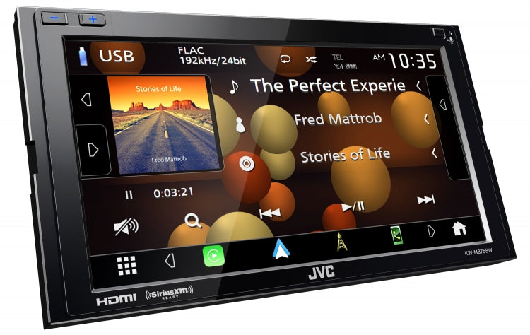 JVC KW-M875BW Multimedia Receiver featuring 6.8 inch Clear Resistive Touch Monitor