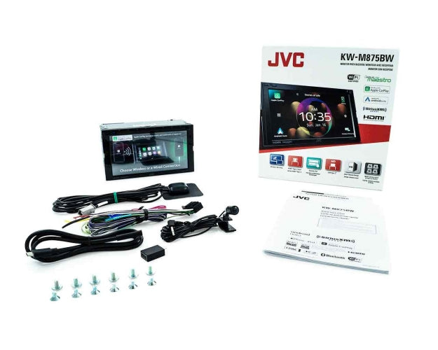 JVC KW-M875BW Multimedia Receiver featuring 6.8 inch Clear Resistive Touch Monitor