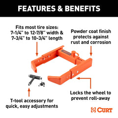 CURT Adjustable Trailer Wheel Lock, 16.5" x 6.5"-8 to 33" x 12-1/2"/R15 23176