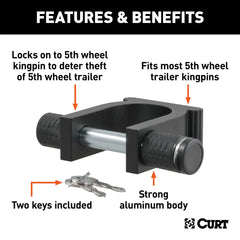 CURT 5th Wheel Kingpin Lock (Fits 2" Diameter Kingpin), Keyed Alike 23255-KA