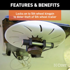 CURT 5th Wheel Kingpin Lock (Fits 2" Diameter Kingpin), Keyed Alike 23255-KA