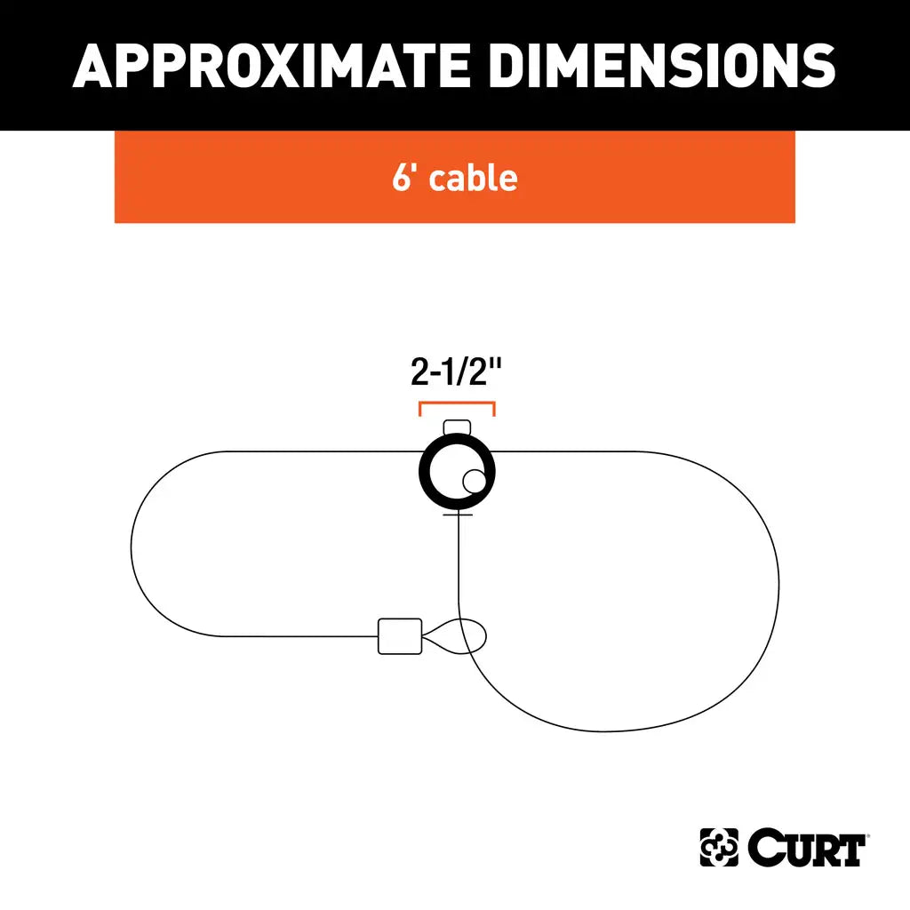 CURT Multi-Use Cable Lock (6' x 3/8" Cable, Vinyl-Coated Braided Steel) 23670