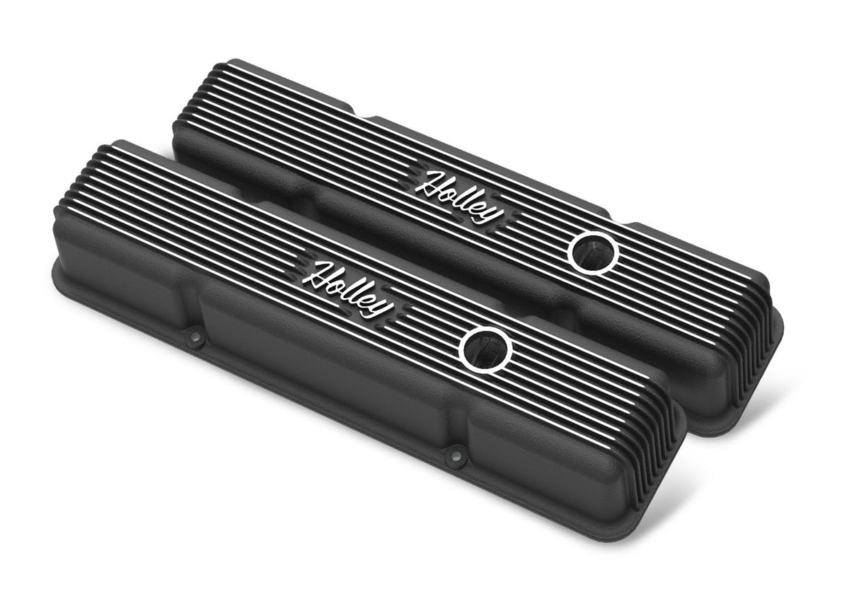 Holley 241-242 SBC HOLLEY VALVE COVERS,FINNED,W/EMIS,BL