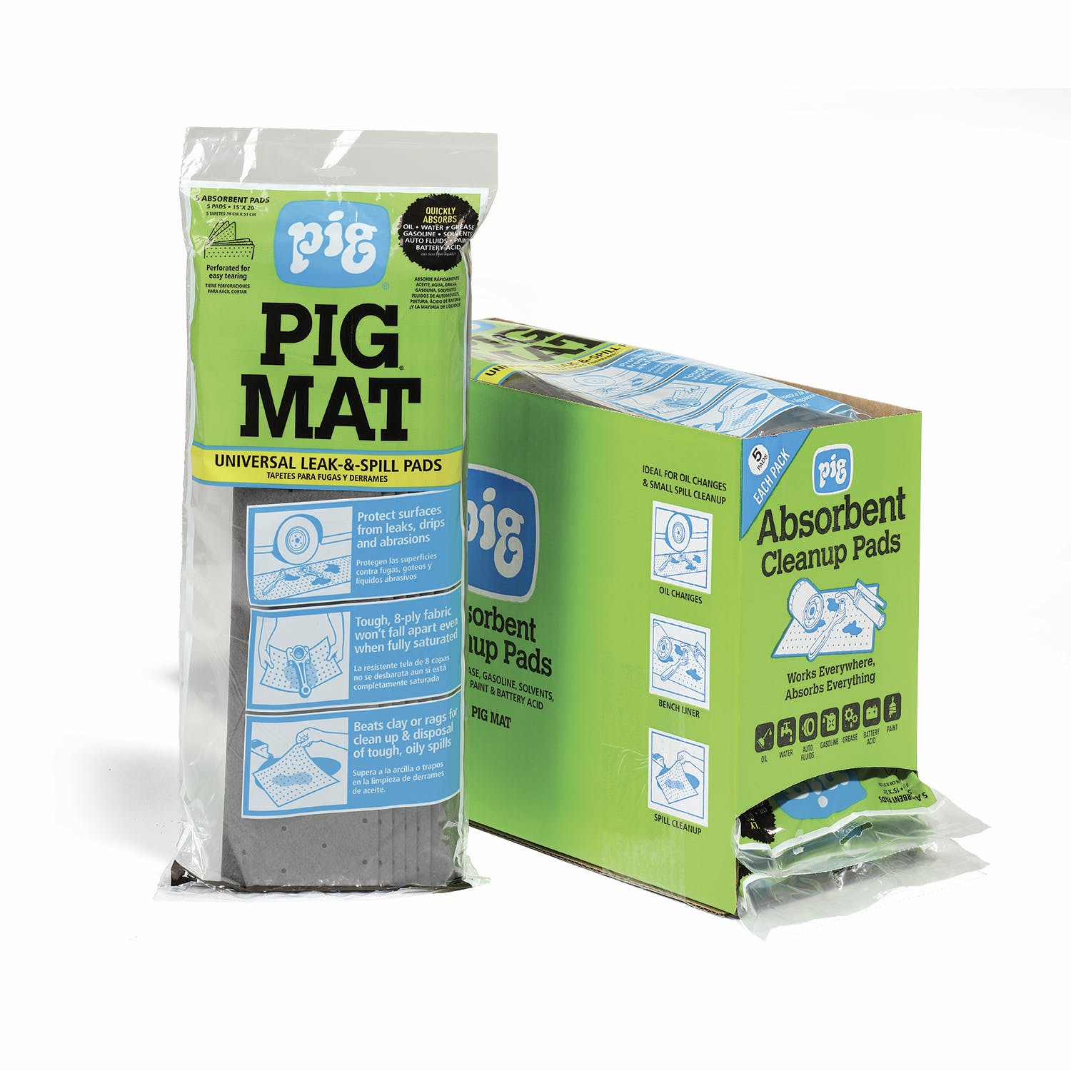 New Pig Corporation 25205 PIG Universal Light-Weight Absorbent Mat 5-Pack