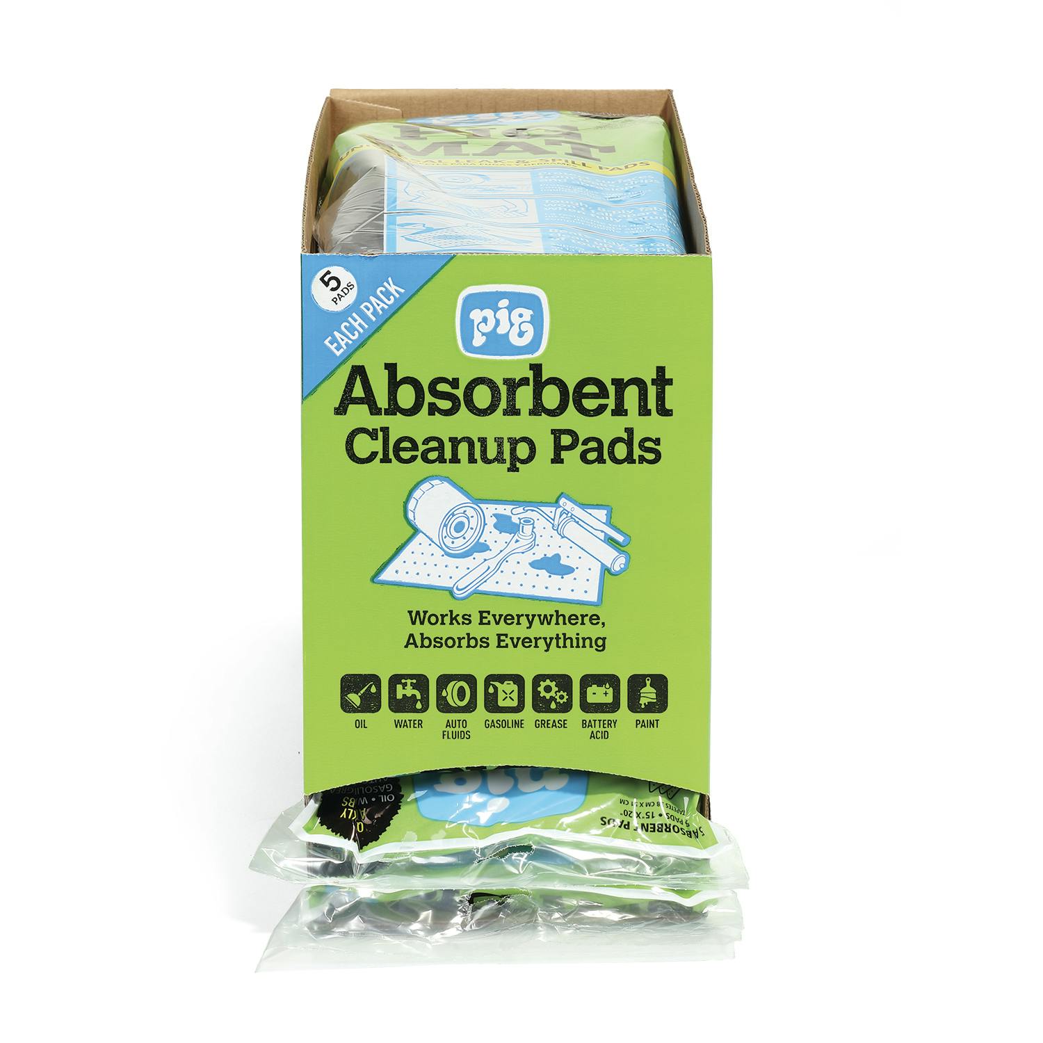 New Pig Corporation 25205 PIG Universal Light-Weight Absorbent Mat 5-Pack