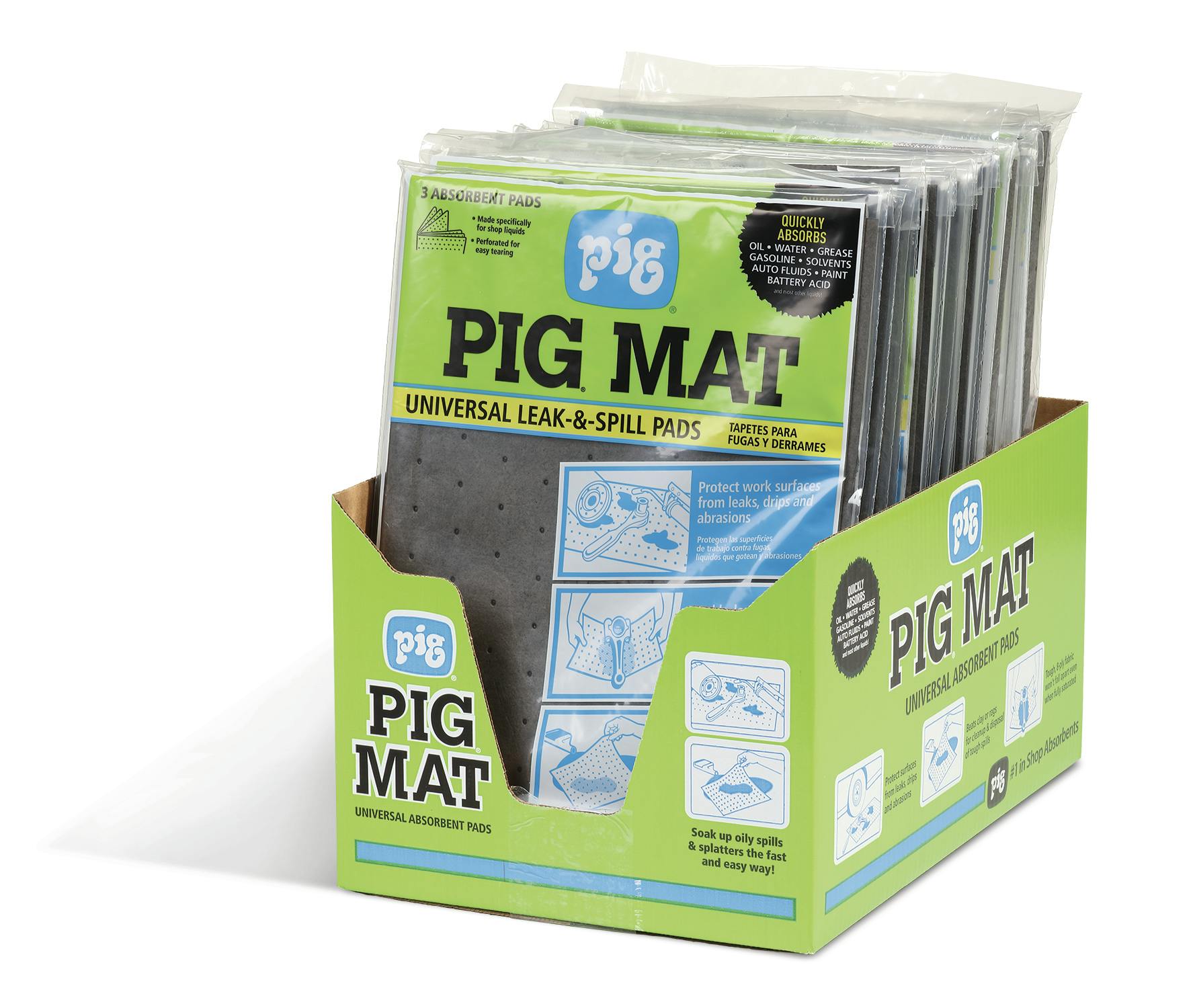 New Pig Corporation 25306 PIG Universal Light-Weight Absorbent Mat Pack 15x20 3/package