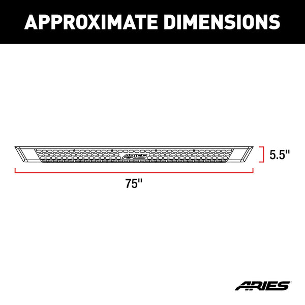 ARIES 2555052 AdvantEDGE 5-1/2" x 85" Chrome Aluminum Side Bars, Select Ford Ranger Crew Cab