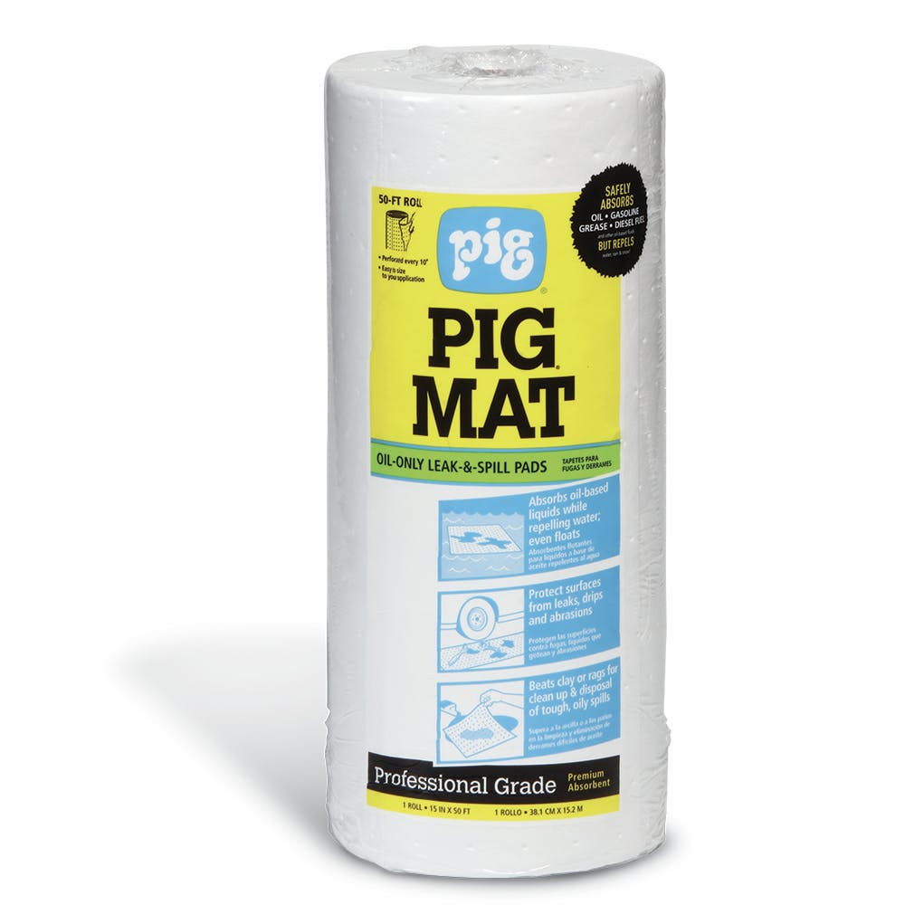 New Pig Corporation 26201 PIG Water-Repellent Oil-Absorbent Light-Weight Mat Roll 15 in. x50 ft. roll