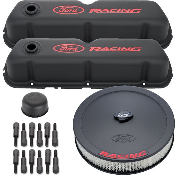 PROFORM 302-500 Engine Dress-Up Kit; Black Crinkle w/ Red Ford Racing Logo; Fits SB Ford Engines