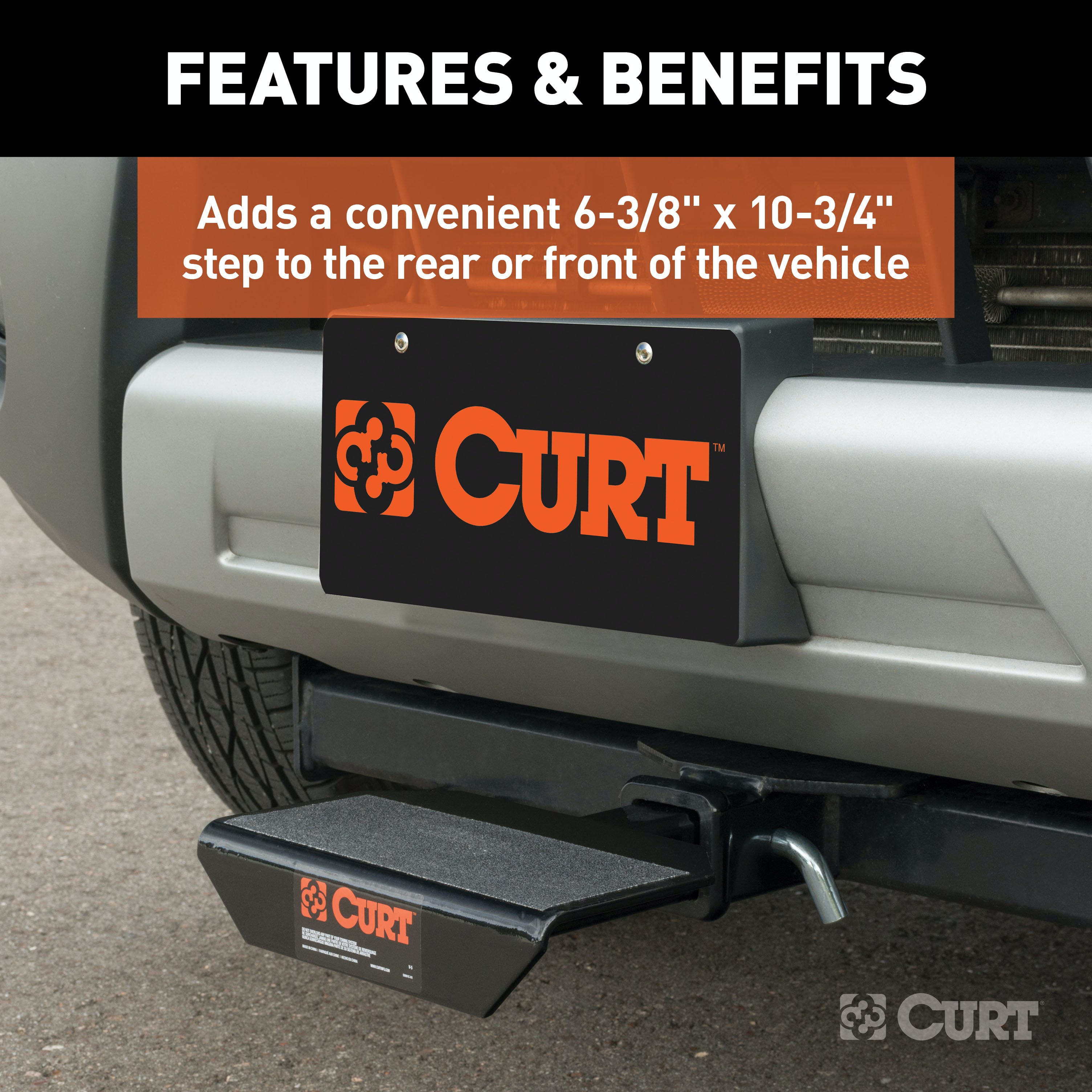 CURT 31001 Hitch-Mounted Step Pad (Fits 2 Receiver)