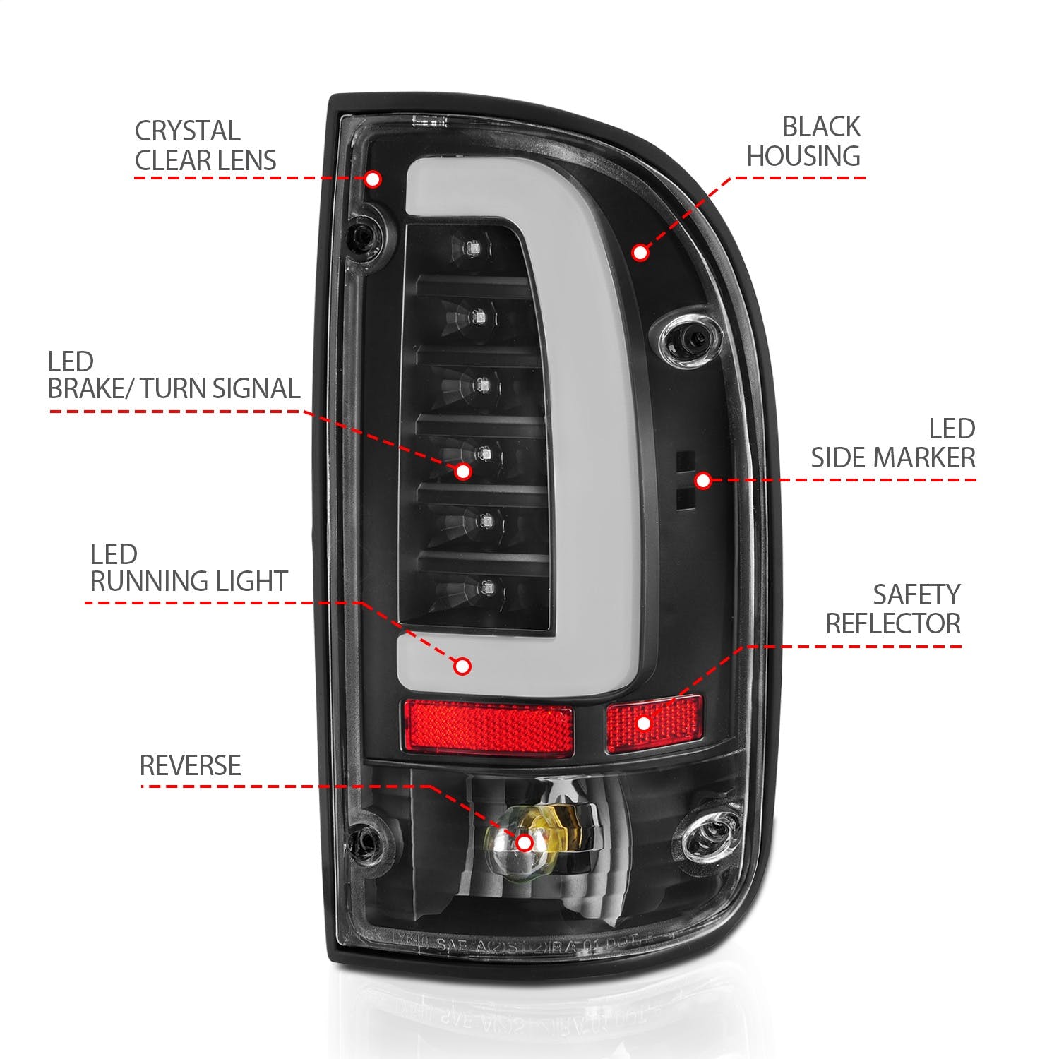 AnzoUSA 311353 LED Taillights Black Housing Clear Lens