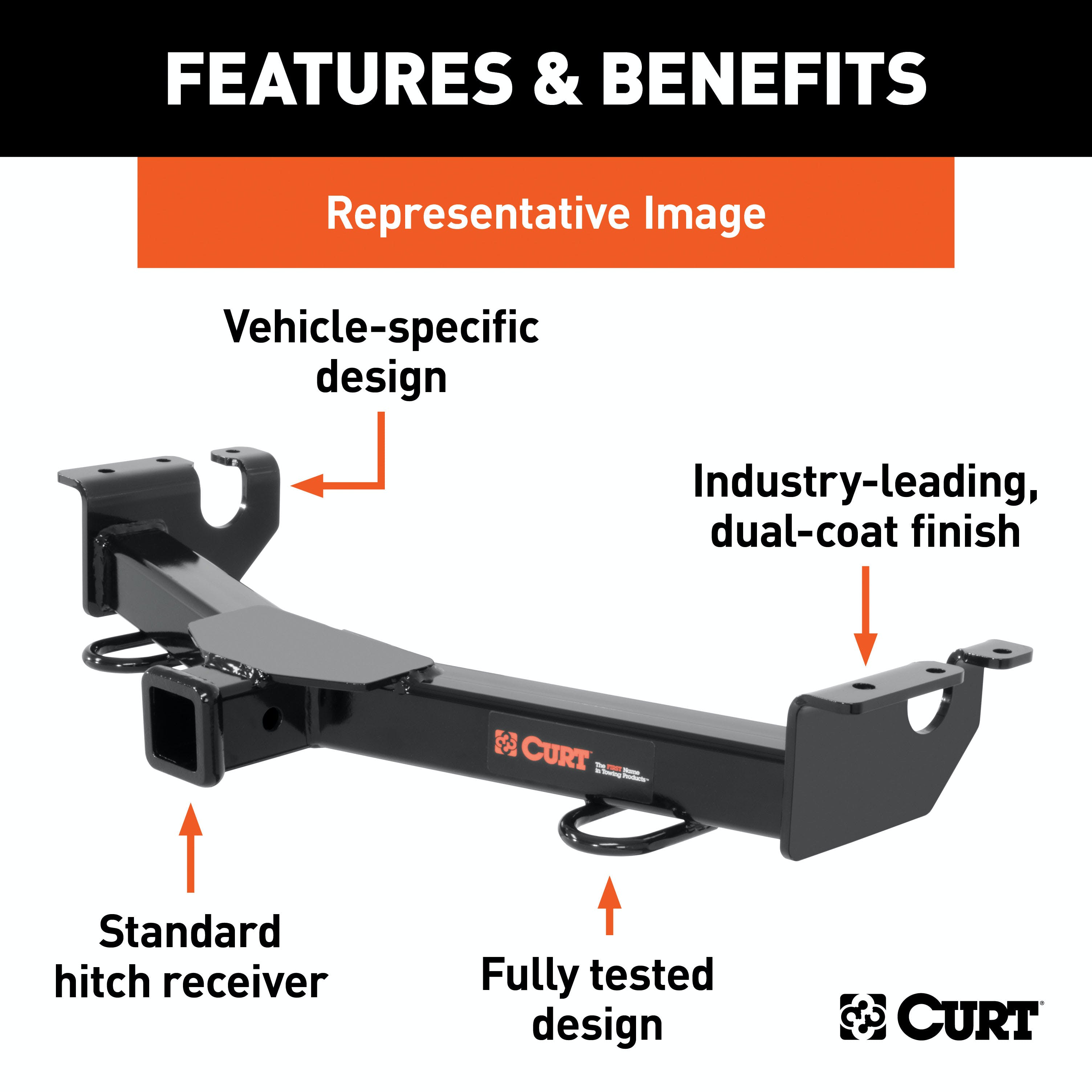 CURT 31320 2 Front Receiver Hitch, Select Dodge Ram 1500