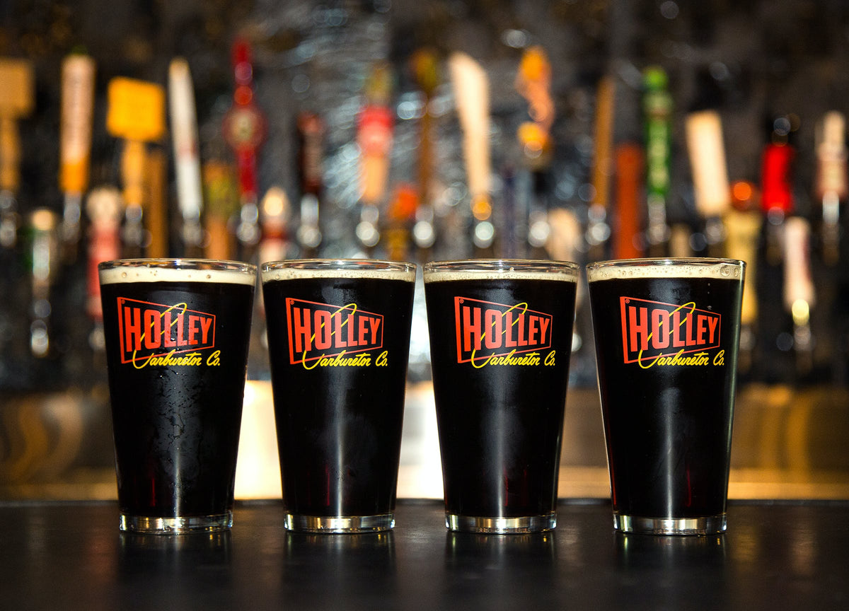 Holley 36-430 16oz Pub Glasses Assortment w/Holley Pennant Logo 4PK