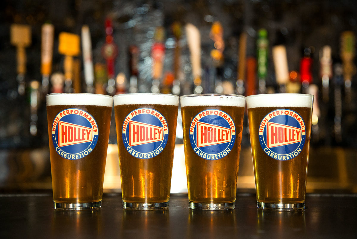Holley 36-431 16oz Pub Glasses Assortment w/Holley Round Logo 4PK