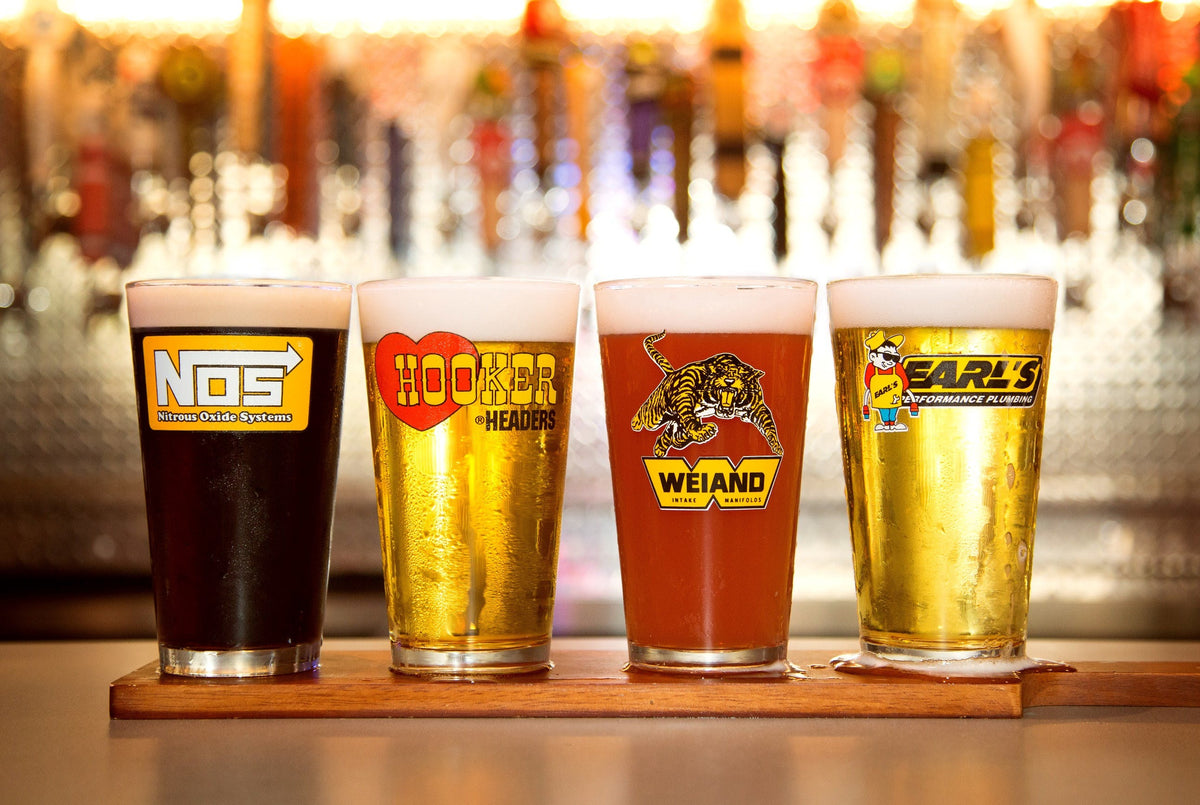 Holley 36-441 16oz Pub Glasses Assortment w/Holley Brands Logos 4PK