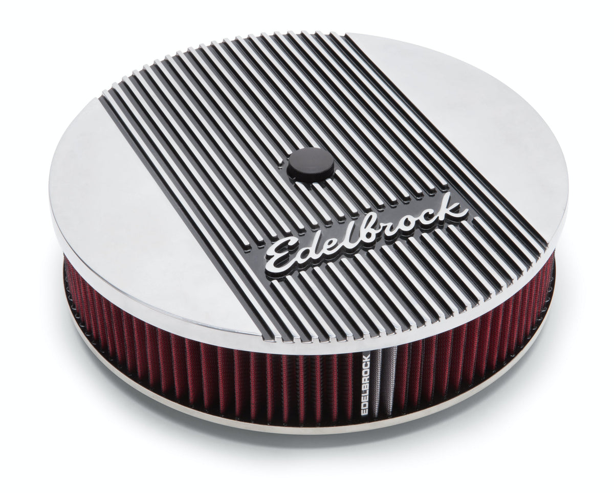 Edelbrock 4266 Elite 2 Series Polished 14 Round Air Cleaner - 3 Pro-Flo Element (Deep Flange)