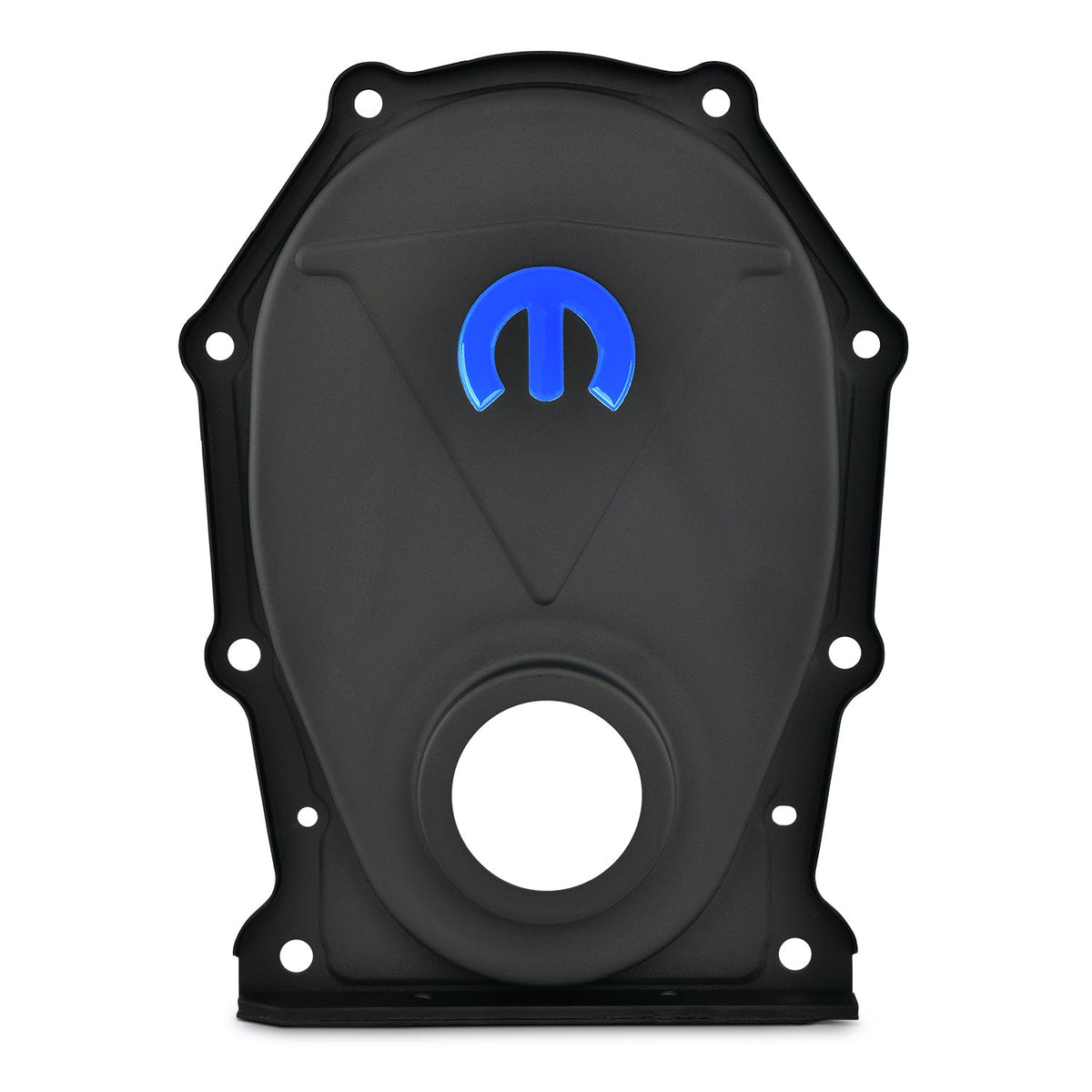 PROFORM 440-219 Engine Timing Chain Cover; Black Crinkle; Steel; Blue MOPAR Logo; B/RB Chrysler