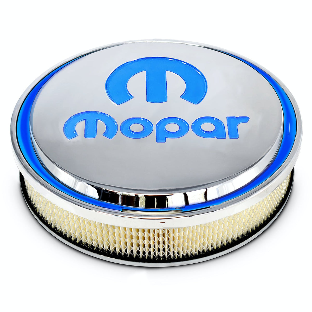 PROFORM 440-832 MOPAR Slant-Edge Air Cleaner Kit Polished; Recessed Blue Emblem