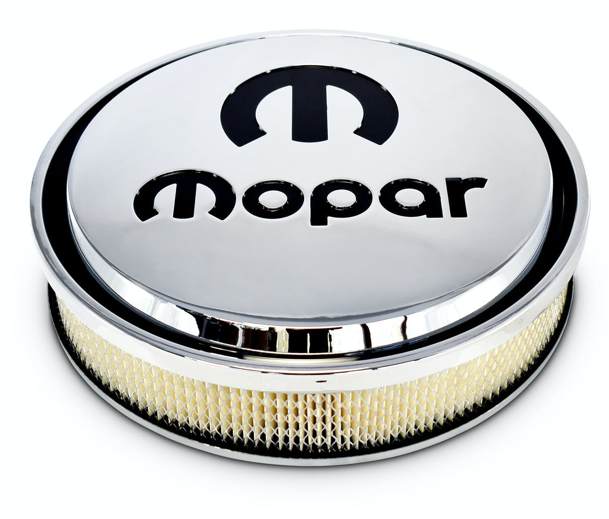 PROFORM 440-835 MOPAR Slant-Edge Air Cleaner Kit Chrome; Recessed Black Emblem