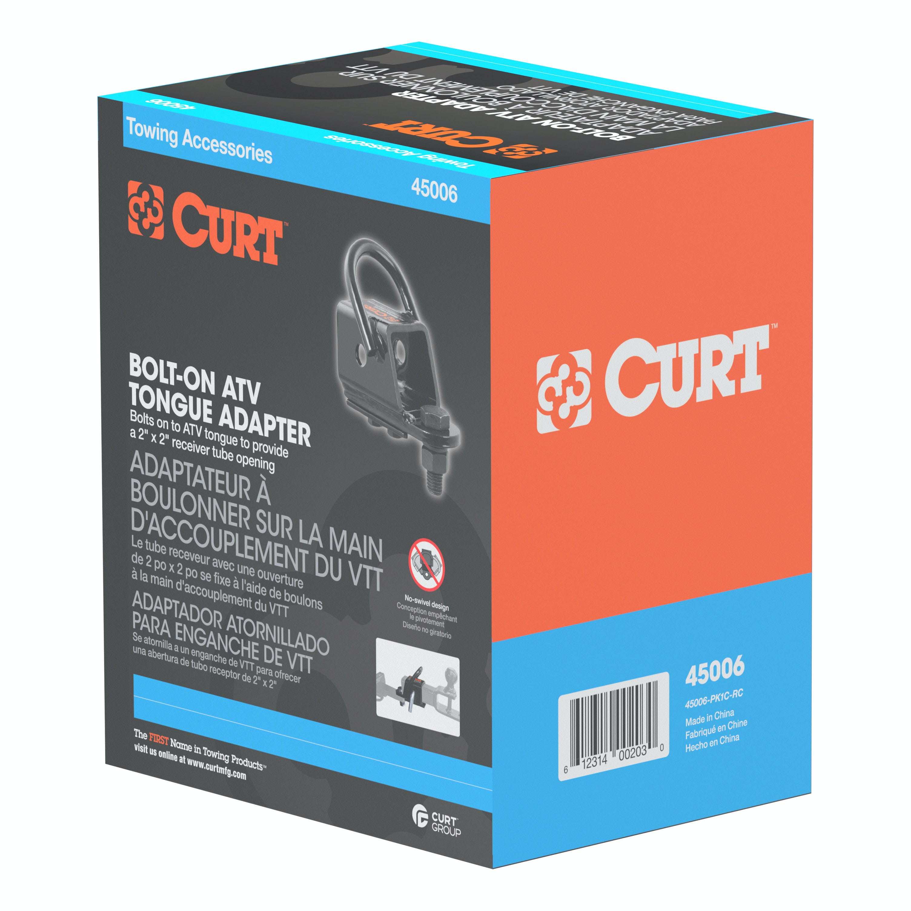 CURT 45006 Bolt-On ATV Tongue Adapter with 2 Receiver