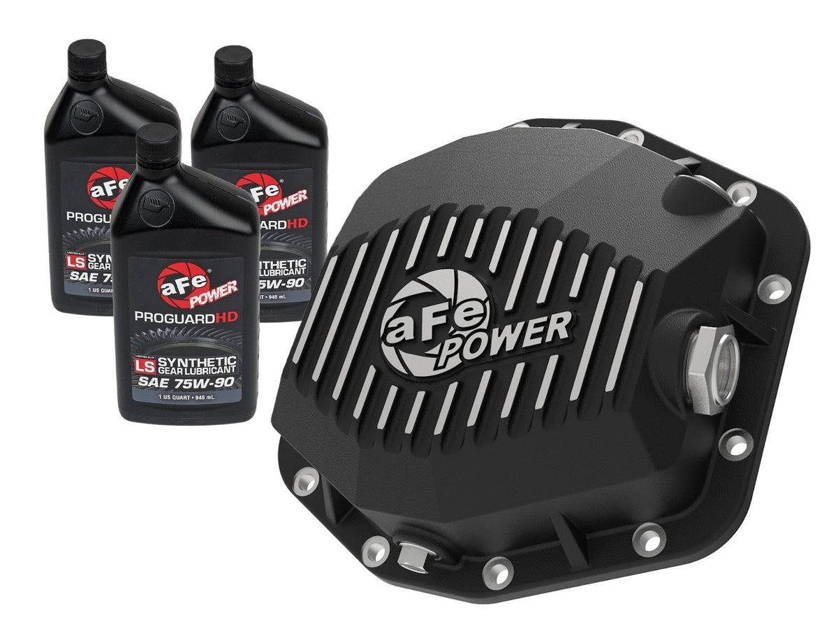 AFE 46-71291B Pro Series Rear Differential Cover Black w/ Machined Fins and Gear Oil