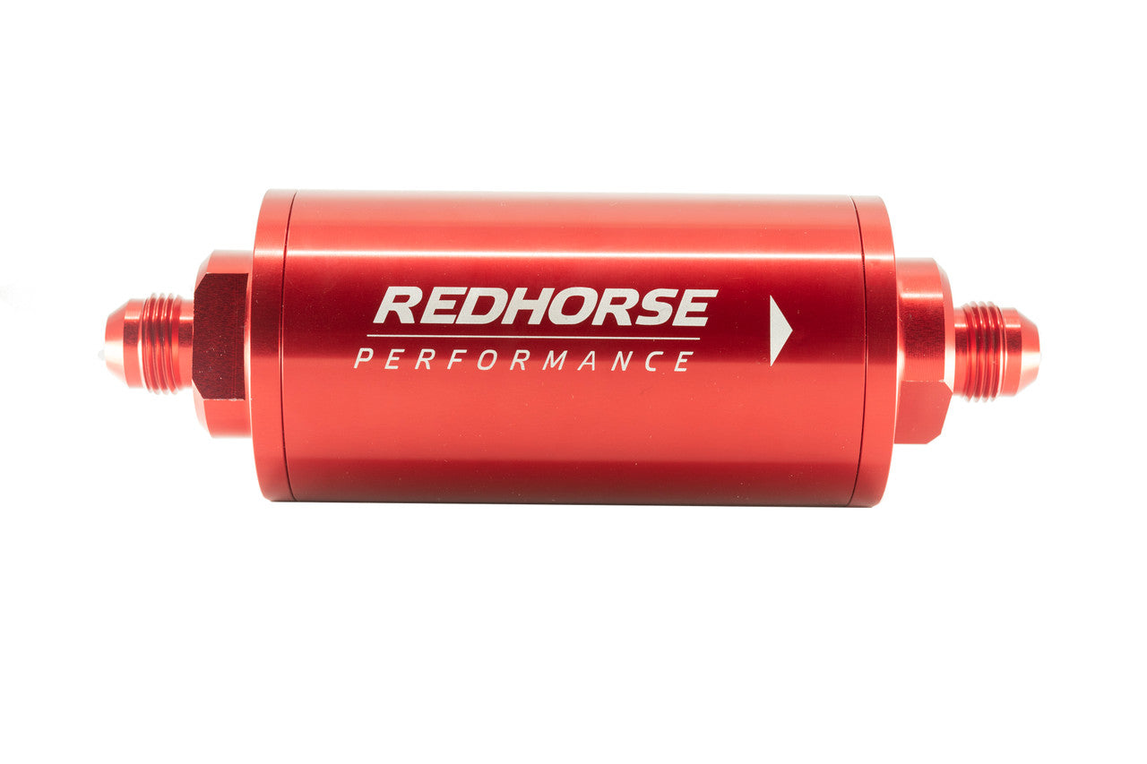 Redhorse Performance 4651-10-3-10 6in Cylindrical In-Line Race Fuel Filter w/ 10 Micron S.S. element - 10 AN
