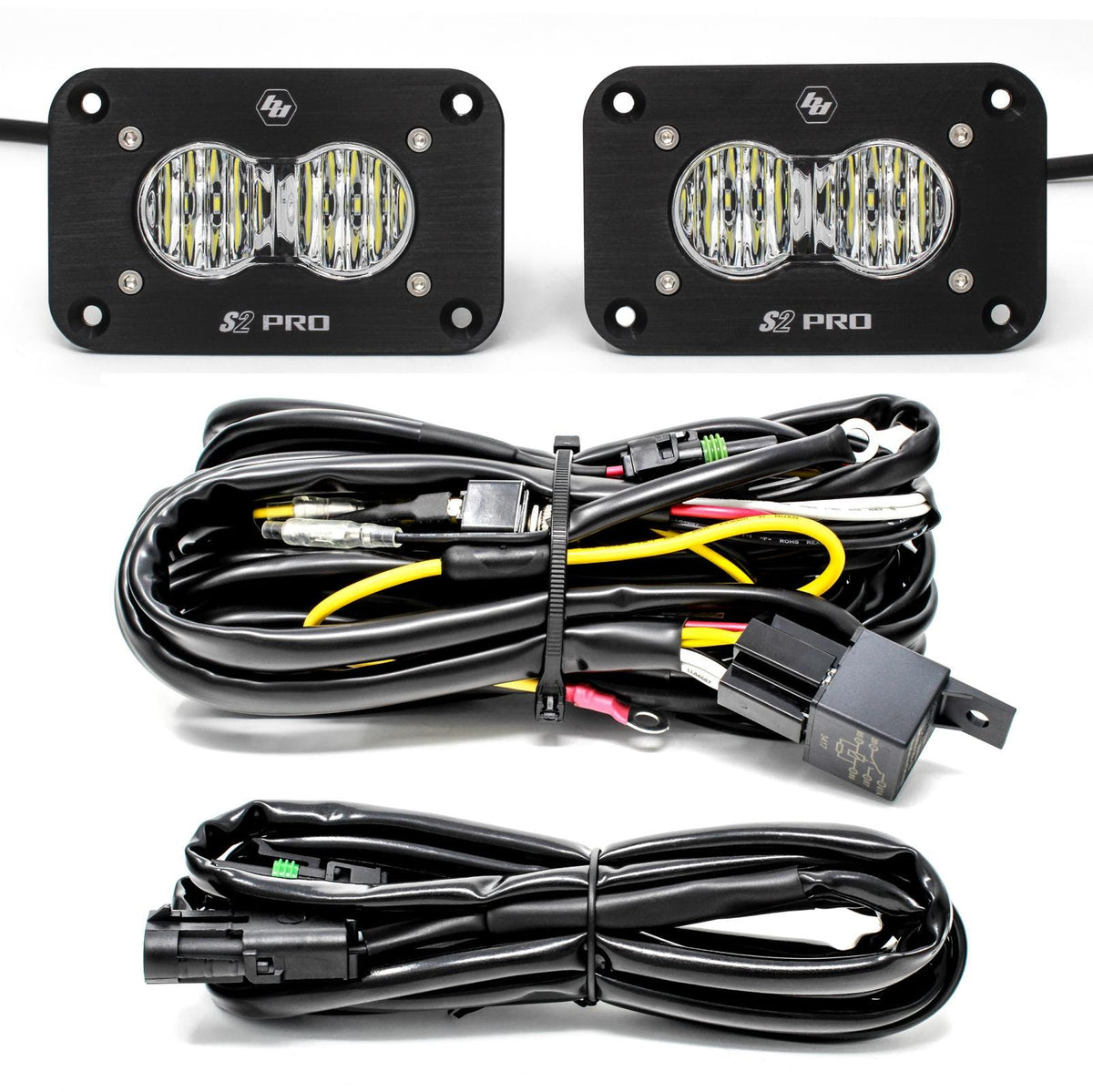 Baja Designs 487807 Flush Mount LED Light Pod Kit Wide Cornering Pair S2 Pro