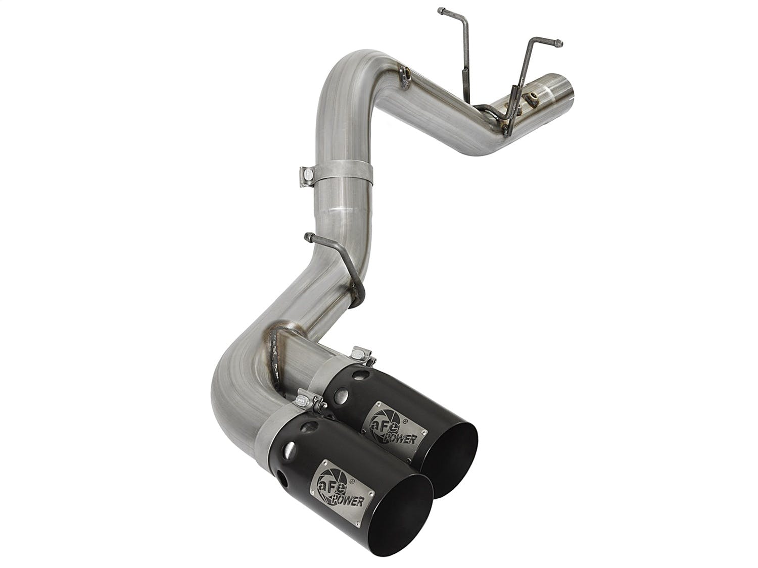 AFE 49-44089-B Rebel XD Series 4in 409 Stainless Steel DPF-Back Exhaust w/Dual Black Tips