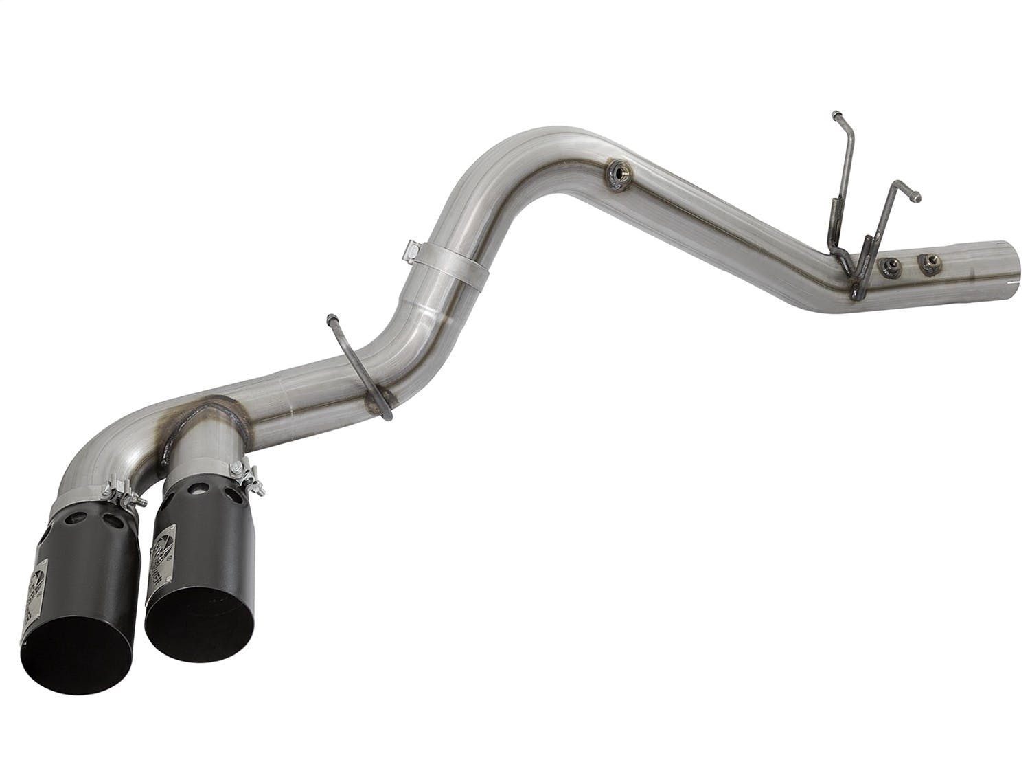 AFE 49-44089-B Rebel XD Series 4in 409 Stainless Steel DPF-Back Exhaust w/Dual Black Tips