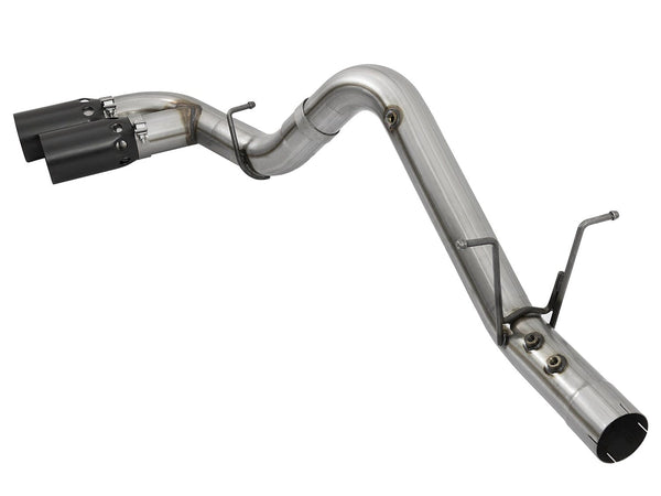 AFE 49-44089-B Rebel XD Series 4in 409 Stainless Steel DPF-Back Exhaust w/Dual Black Tips