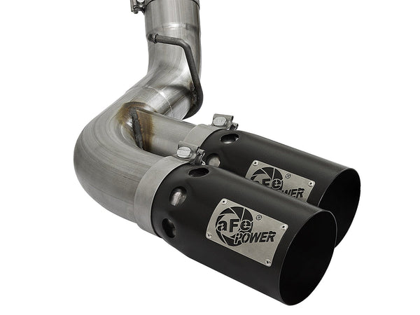 AFE 49-44089-B Rebel XD Series 4in 409 Stainless Steel DPF-Back Exhaust w/Dual Black Tips