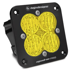 Baja Designs 491015 Flush Mount LED Light Pod Black Amber Lens Wide Cornering Pattern Squadron Pro