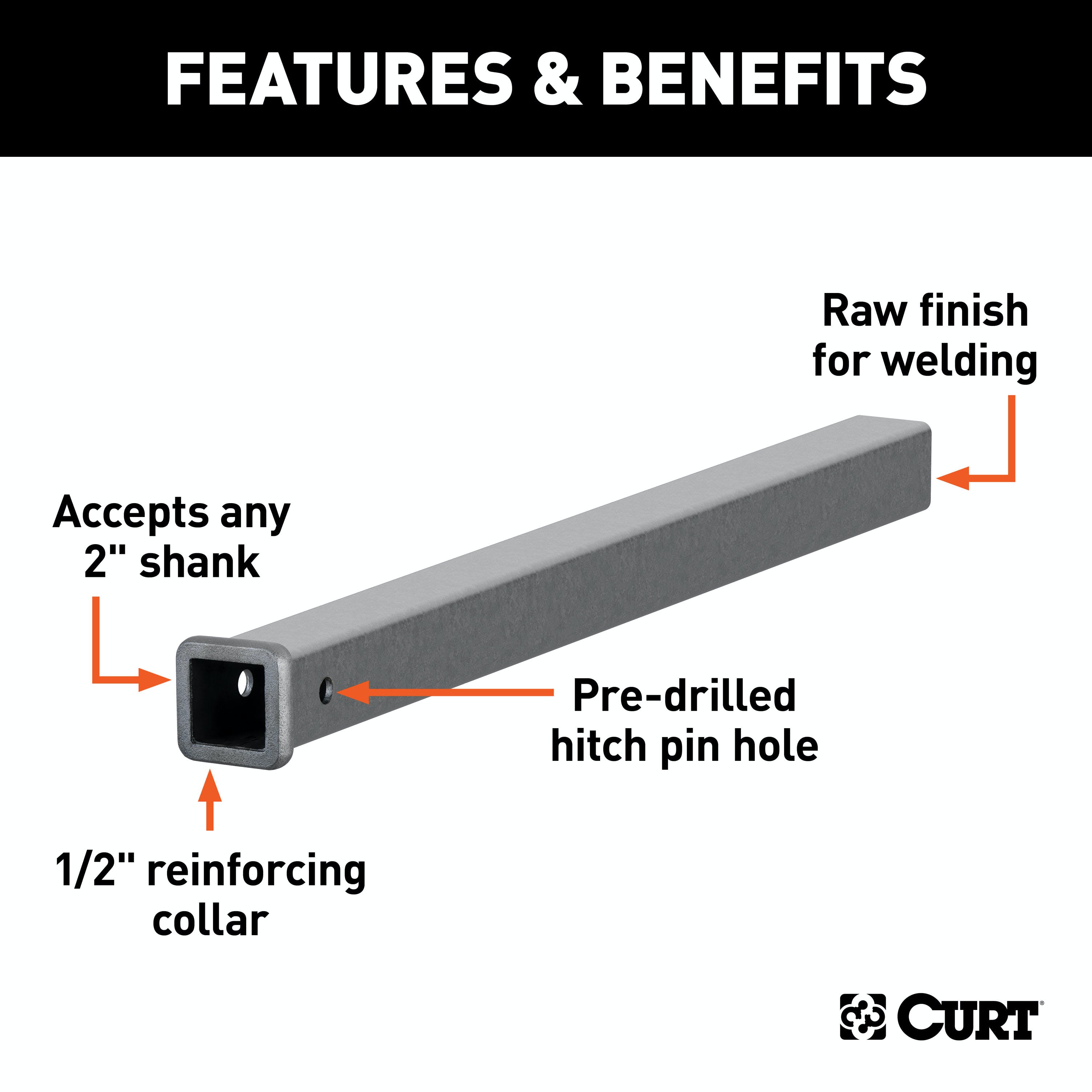 CURT 49360 36 Raw Steel Receiver Tubing (2 Receiver)