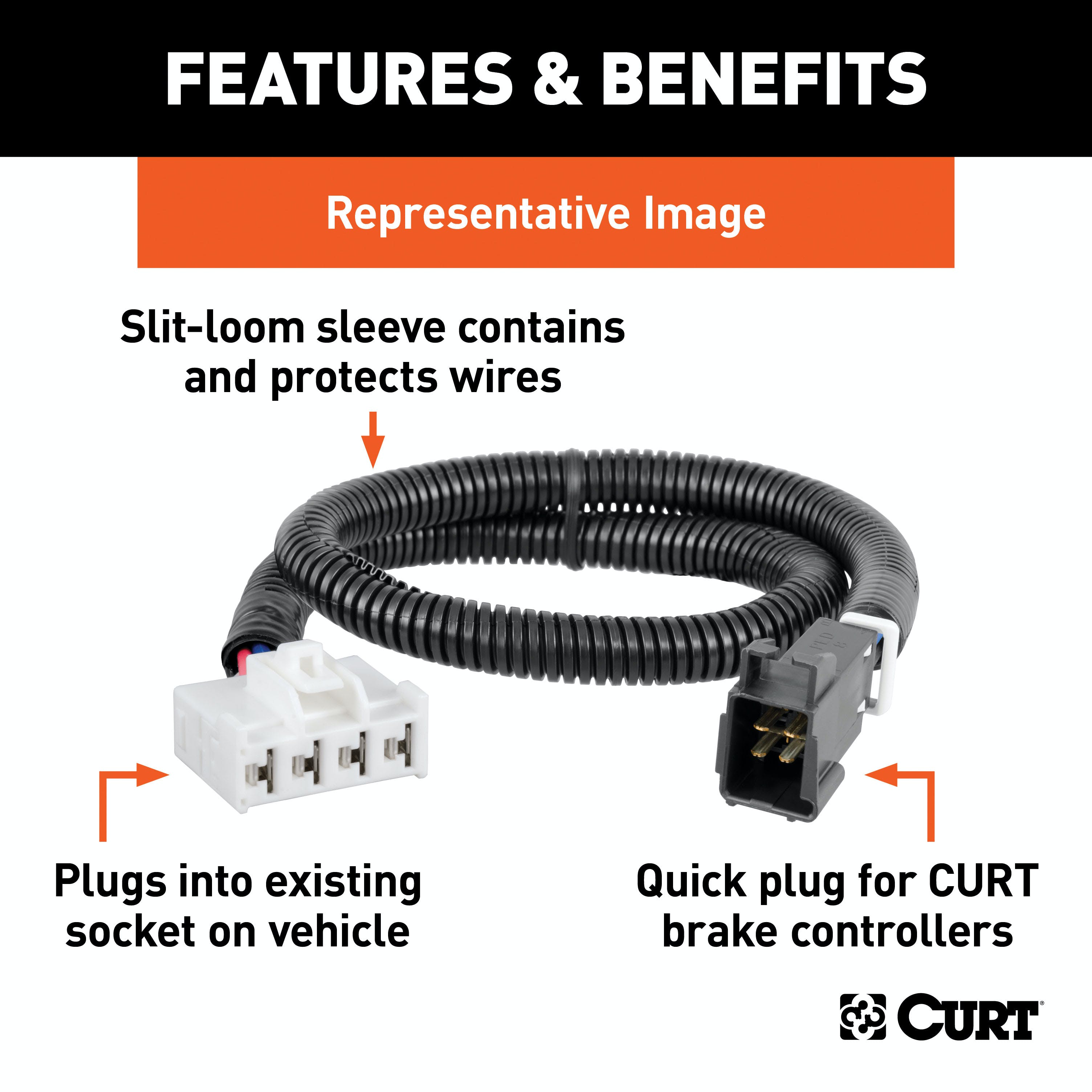 CURT 51457 Trailer Brake Controller Harness, Select Ram 1500, 2500, 3500, 4500, 5500