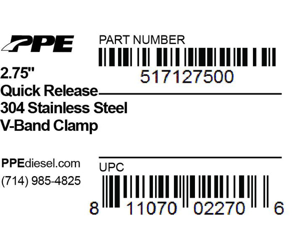 PPE Diesel 2.75 Inch V Band Clamp Quick Release  517127500